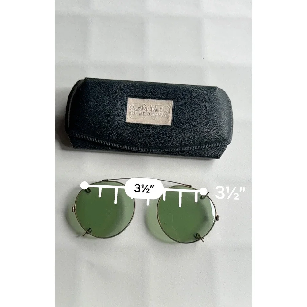 Unbranded Clip On Sunglasses Green Good Vintage Round Gold Filled ‎ Wire Frame